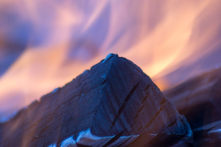 flame fire color burning orange danger horizontalの写真素材