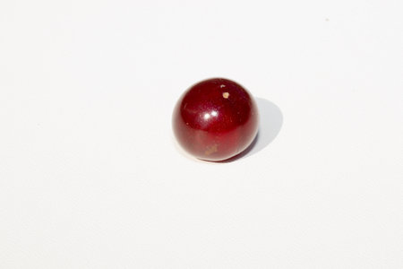 isolated red cherry fruit food ripe berry white drinkの写真素材
