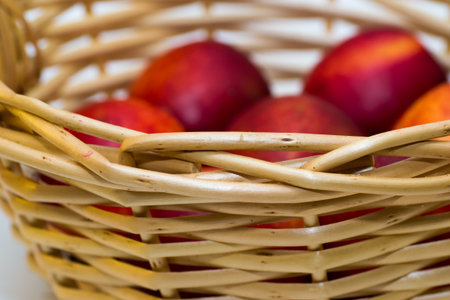 ripe red healthy peach fruit food eating nectarineの写真素材