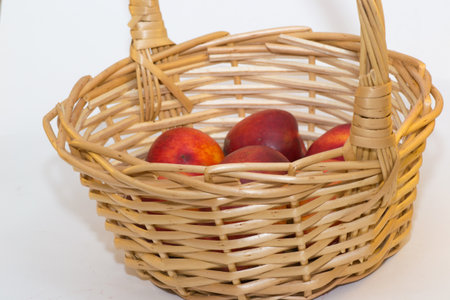 ripe red healthy peach fruit food eating nectarineの写真素材