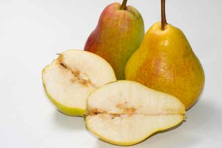 pear food white fruit on color background eatingの写真素材