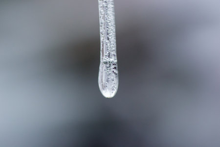 icicle frost ice melting snow cold temperature winteの写真素材