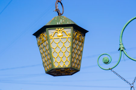 old lamppost in the centre of oldの写真素材