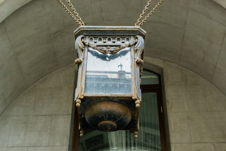 the lamp on chains captured a beautiful dayの写真素材