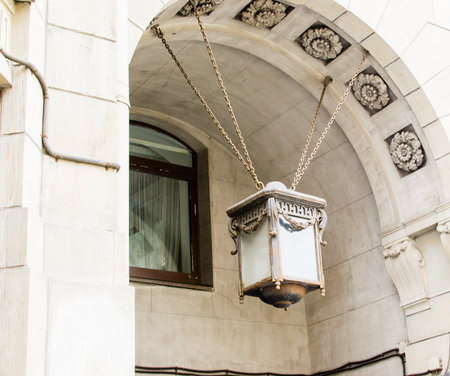 the lamp on chains captured a beautiful dayの写真素材
