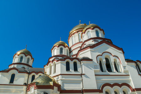 the monastery Church close-up in Abkhazia in the summerの写真素材