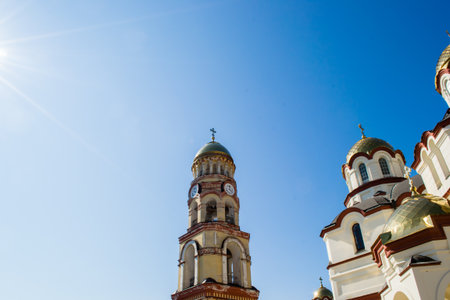 the monastery Church close-up in Abkhazia in the summerの写真素材
