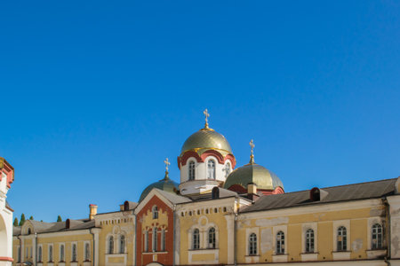 the monastery Church close-up in Abkhazia in the summerの写真素材