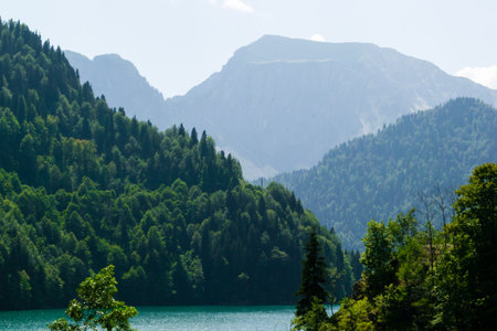 mountain lake landscape nature mountains sky panoramaの写真素材