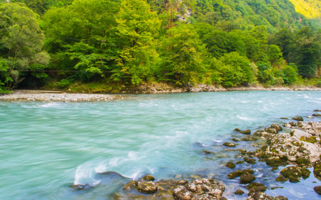 nature river water travel creek furnace green landscapeの写真素材