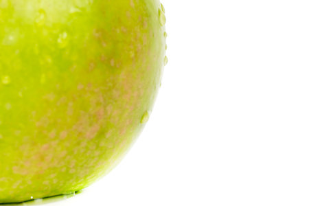 green Apple on white background healthy foodの写真素材