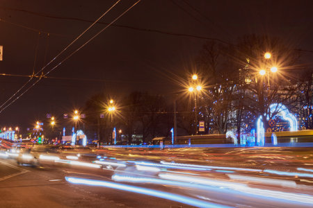 night road in the cityの写真素材