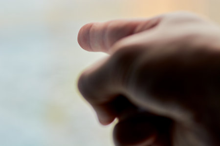 the palm at the window men with a pointer to the forward movementの写真素材