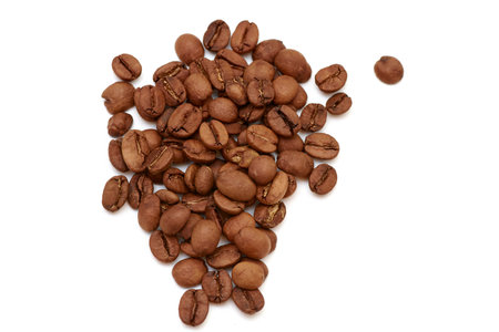 coffee beans on white background large view in macroの写真素材