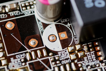 High tech mother board with chip components marcoの写真素材