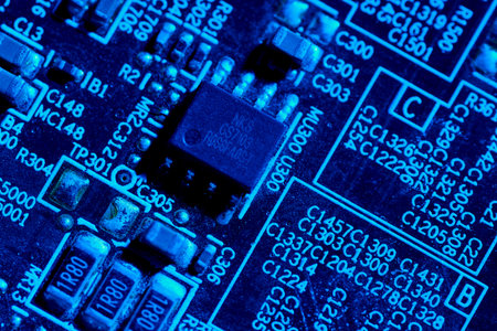 High tech mother board with chip components marcoの写真素材