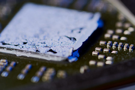 High tech mother board with chip components marco
