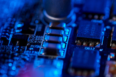 High tech mother board with chip components marcoの写真素材