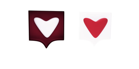 red heart 3D rendering on white backgroundの写真素材