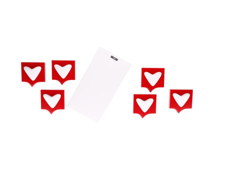 red heart and one PHONE 3D rendering on white background