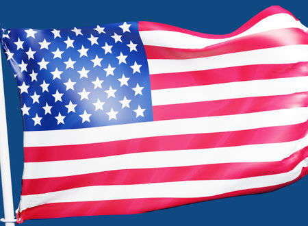 3D rendering banner USA flag waving textureの写真素材