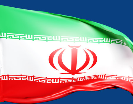 3D rendering flag of Iran waving in the windの写真素材