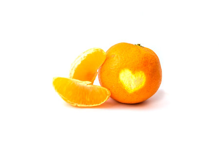 oranges on white the background.の写真素材