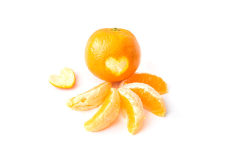 oranges on white the background.の写真素材