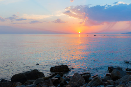 Beautiful sunrise on the Black Seaの写真素材