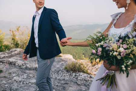 Wedding in the mountains Mangup in Crimeaの写真素材