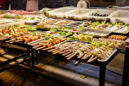 Fried food with sticks, Thai style food, Thailand street food ,Bangkok.の写真素材
