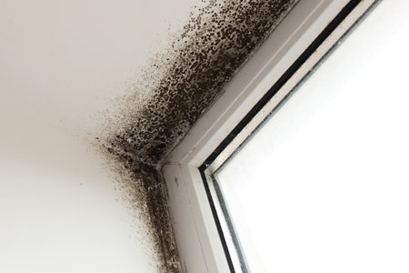 mold growth. Mold spores thrive on moisture. Mold spores can quickly grow into colonies when exposed to water.の写真素材