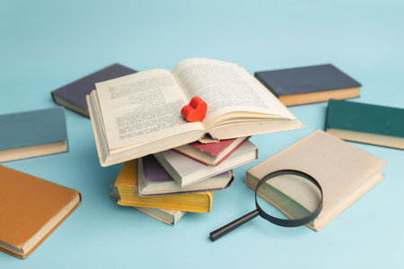 Composition with vintage old hardback books. Book stacking. back to school. education background.