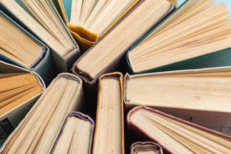 Old vintage books close-up. World Book Day. copyspace. education concept.