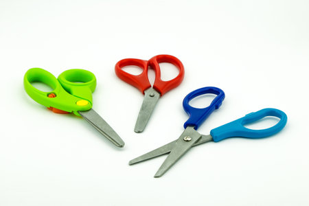 colorful scissors, school supplies and craft equipmentの写真素材