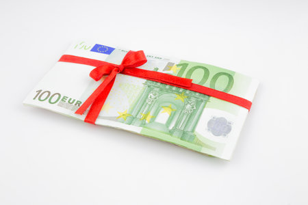 gift of money for celebration, eurozone currencyの写真素材