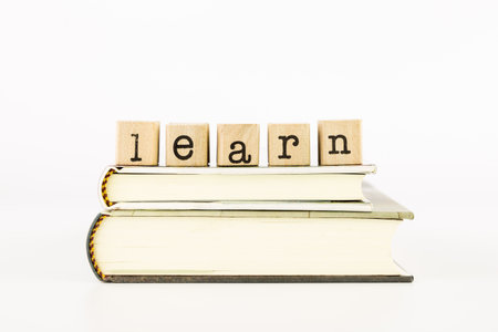 closeup learn wording, study and education concept and idea