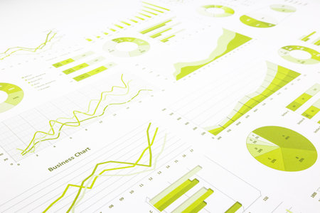 green graphs, charts, marketing research and  business annual report background, management project,...