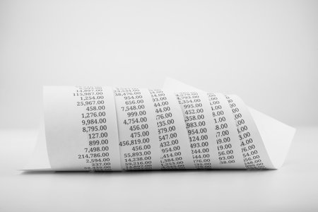 printed paper roll for accounting concept in black and white toneの写真素材