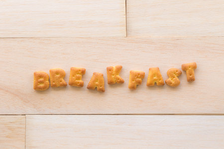Top view of the capital letters word BREAKFAST. の写真素材