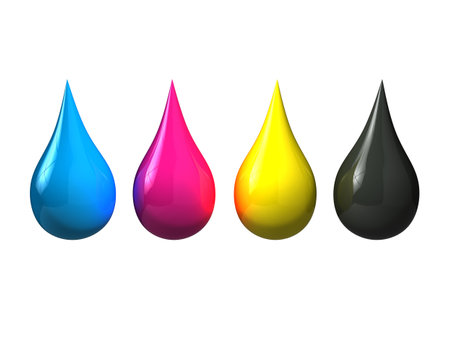 CMYK Ink Dropsの写真素材