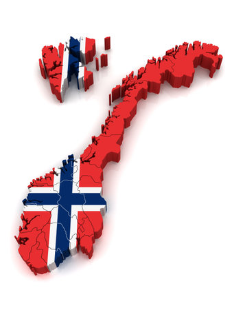 3D Map of Norwayの写真素材