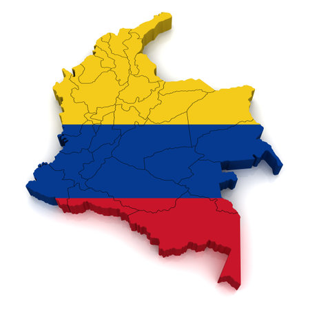 3D Map of Colombia の写真素材