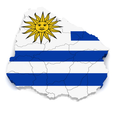 3D Map of Uruguayの写真素材