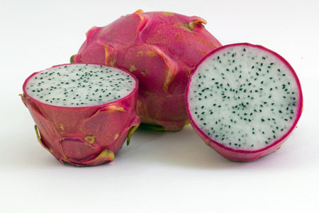 Dragon fruits isolated on white backgroundの写真素材