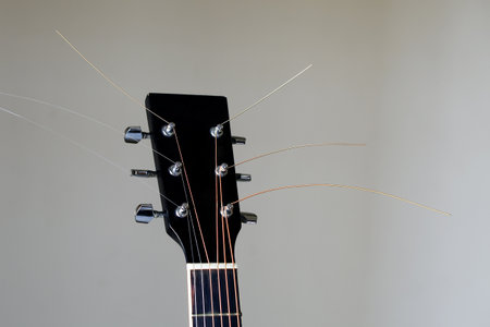 closeup view of guitar head の写真素材