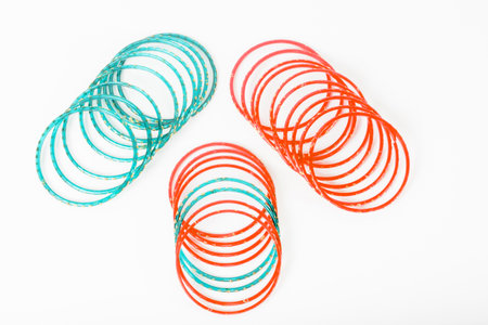 Colorful Indian bangles on white background