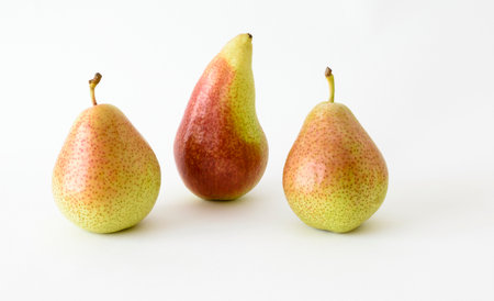 Three Pears on a white backgroundの写真素材