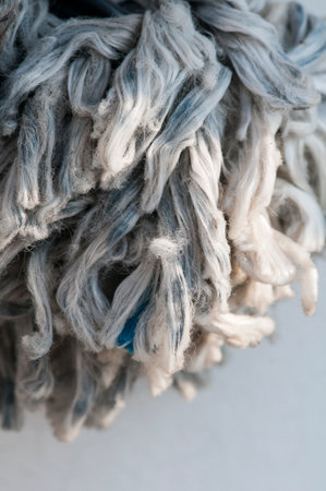 Fraying line on fishing boat turnng into burst of fiberの写真素材