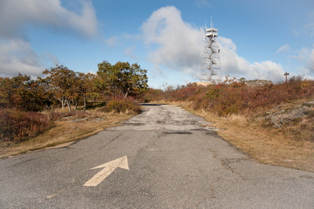 Fire lookout tower on Wachusett Mountainの写真素材